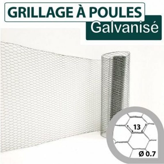 Cloture&jardin - Grillage Triple Torsion Galvanisé - Maille Hexa 13mm - Longueur 10m - 0,50 mètre - Galvanisé 3117185310101 GRTT0207