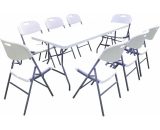 Ensemble Table de jardin pliante + 8 chaises pliantes ' Foldy' - Blanc  128995