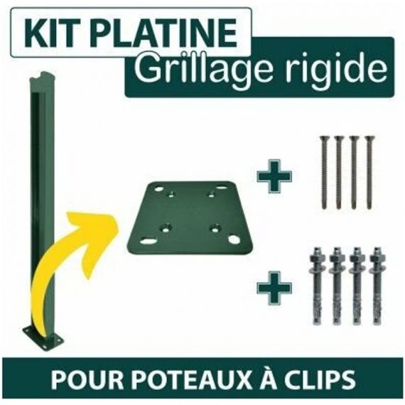 Cloture&jardin - Kit Platine Poteau à Clips Vert + Visserie - jardipremium - Vert (ral 6005) 3117188232868 KPCV0105