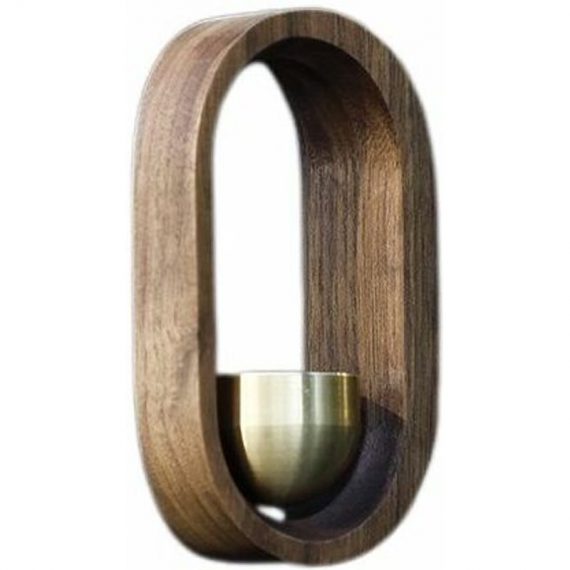Lts Fafa - Sonnette magnétique rétro en laiton de style japonais, simple cloche en laiton en forme de O en noyer noir, adaptée à la décoration de la  wjz-00940