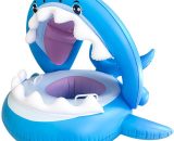 Baby Float Pvc Swimming Pool Toddler Floaties with Inflatable Canopy Shark Infant Pool Float for Kids Aged 6-36 Months 6264946770470 MA-JB-000619