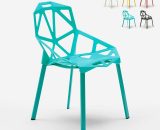 Ahd Amazing Home Design - Chaise design géométrique style moderne en métal et plastique Hexagonal | Turquoise 7630377915473 HE053PUAZ