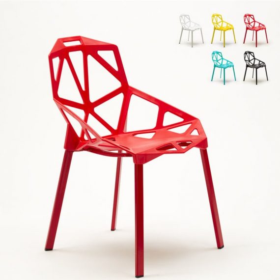 Ahd Amazing Home Design - Chaise design géométrique style moderne en métal et plastique Hexagonal | Rouge 7630377915466 HE053PUR