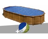 GRÉ - Kit piscine acier aspect bois Amazonia ovale 7,44 x 3,99 x 1,32 m + Bâche à bulles - Aspectbois 3665872010594 KITPROV7388WO-CPROV730