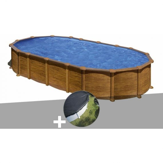GRÉ - Kit piscine acier aspect bois Amazonia ovale 7,44 x 3,99 x 1,32 m + Bâche d'hivernage - Aspectbois 3665872010716 KITPROV7388WO-CIPROV731