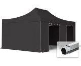 House Of Tents - INTENT24 4x6 m Tente pliante - Alu, PVC env. 620g/m², anti-feu, côtés sans fenêtre, noir - noir 4260456196016 578935