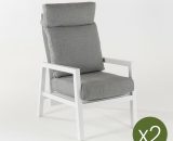 Pack 2 chaises de jardin inclinables avec système hydraulique | Aluminium blanc renforcé | Hauteur de chaise 104 cm | Coussins g 7427129527318 AT13725-2