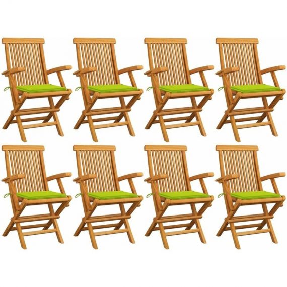 Chaises de jardin avec coussins vert vif 8 pcs Teck massif 8720286441107 3072900