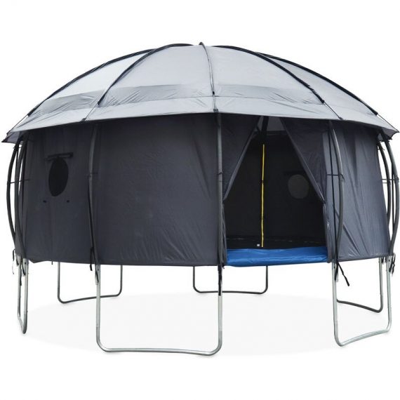 Tente de camping pour trampoline, Kiosk , cabane, polyester, traité anti UV, 1 portes, fenêtres et sac de transport Ø490 cm 3760350652478 TRTPHOUSE490
