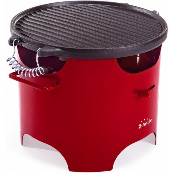 Purline - Barbecue à l'éthanol 0.5L en acier rouge et plaque de grill - Rouge 8436545092811 BB03