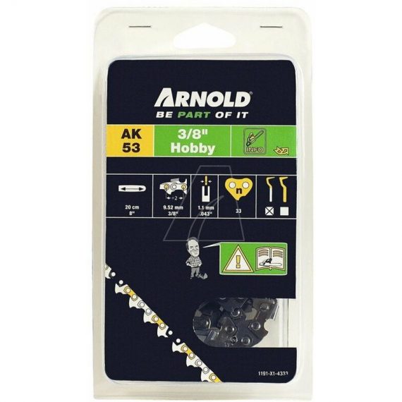 Arnold - Chaîne de tronçonneuse 3/8', 1,1mm - 33 maillons d’entraineurs - gouges demi-rondes 4047427518967 1191-X1-4333