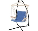 Chaise suspendue fauteuil hamac balançoire bleu 120 kg avec support en métal 4064649094352 490006090