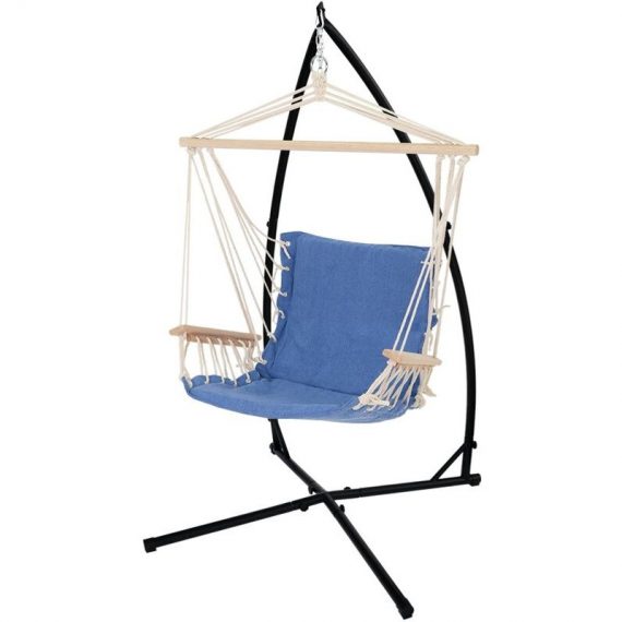Chaise suspendue fauteuil hamac balançoire bleu 120 kg avec support en métal 4064649094352 490006090