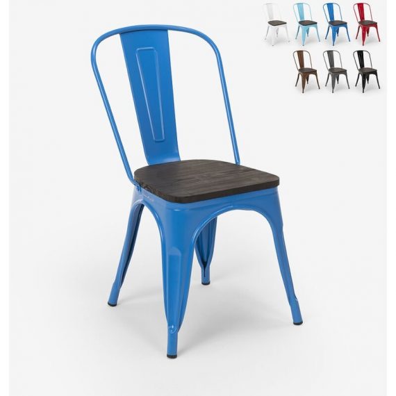 Ahd Amazing Home Design - Lot de 20 pièces chaises Tolix Industrial acier bois pour cuisine et bar Steel Wood | Bleu 7630377932975 SM9008WO20PZBL