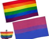 2pcs 3x5ft drapeau arc-en-ciel - couleurs vives et résistant aux uv - en-tête en toile et double couture - drapeaux de la fierté gay 5999673531001 AL66-78179_1