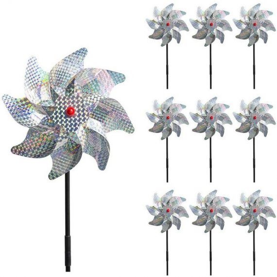 10 pièces oiseau répulsif moulinet réfléchissant brillant broches roues protéger jardin plante fleur oiseau répulsif moulin à vent décoration de 4502190951620 HM2111