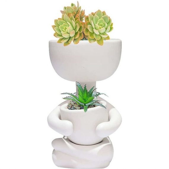 Enlenk - Pots de fleurs, Pot de fleurs en céramique Tête de visage humain Creative Salon Humanoïde Pot de fleurs en céramique Min 3663851636223 EK-0055