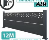 Kit Clôture Aluminium Gris Anthracite 12M - Design avec liseré - Sur Platines - 0,80 mètre - Gris Anthracite (RAL 7016) 3117188234909 ALD12081