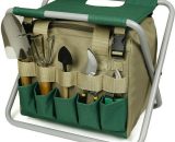 Tabouret de jardin pliable avec sac à outils - Sac de rangement pliable avec plusieurs poches 3591602543103 WN-20220322-012
