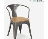 Chaises de style Tolix design industriel avec accoudoirs bar et cuisine Steel Wood Arm Light | Gris foncé 7630377919723 SM9006WOCGS