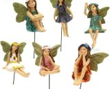 Fairy Garden - Lot de 6 figurines miniatures fées pour l'extérieur ou la décoration de la maison  Tionr-Ty-196