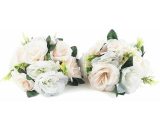 Bouquets de Mariage Couleur Champagne + Blanc Bouquet de mariée Yansion Style coréen Blanc Faux Artificiel Rose Fleur Mariage Tenant des Fleurs avec  19970424952