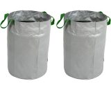 Tinor - Lot de 2 sacs à déchets de jardin 120 l réutilisables, résistants aux déchirures, étanches avec poignées, bac collecteur de déchets pour  Tionr-WY-1449