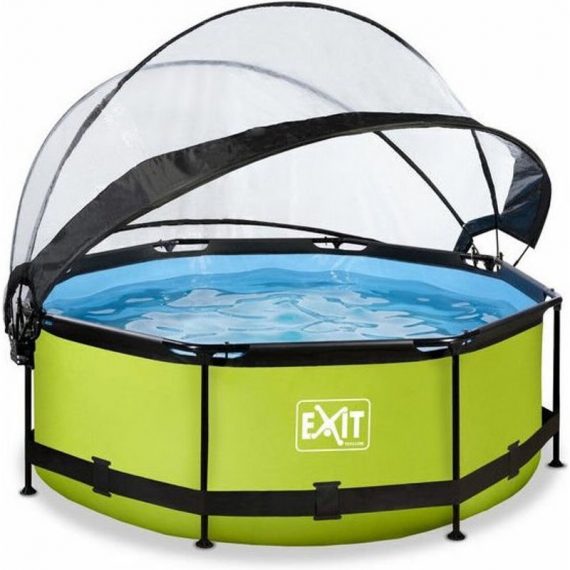 Exit Toys - exit Lime zwembad ø244x76cm met overkapping en filterpomp - groen 8720088267318 30.32.08.40