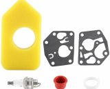 Air Filter, Carburetor Diaphragm Gasket Air Cleaner Spark Plug Kit For Many Small Lawn Mower 7582124514647 QE-1094