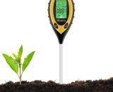 Testeur de Sol 4 en 1 Soil Tester PH-mètre, lumière du Soleil, température, hygromètre pour Jardin Ferme Pelouse Intérieur en Plein Air Plante Fleur  QE-1170