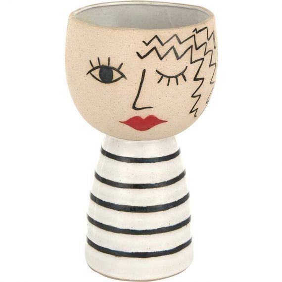 Baroni Home - Vase en Céramique de Design avec Visage, Ameublement Moderne Peint à la Main, Pot pour plantes, orchidées , pampas, d'Intérieur ou 8056994931365 RRW505