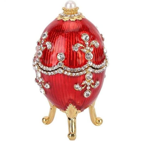 Oeuf Fabergé, Oeuf de paques Peint à la Main émaillé œuf fabergé Diamants Brillants Boîte De Bibelot Oeuf De Pâques pour Collier Bracelet Bague 6135791691572 Mano-JS-1189
