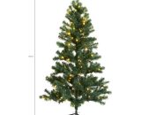 Sapin de Noël Artificiel 150 cm, Arbre de Noël avec éclairage, base en métal, Avec 130 lumières LED intégrées, 90 cm de large - Vert foncé - Lifa 8720195381587 8720195381587