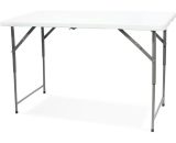 Todeco - Table de Camping Pliante réglable en Hauteur, Traiteur Pliante Table 120x60x76cm, Table Pliante Transportable, Charge Maximale: 70 kg, Blanc 3700778727334 9HOM20004