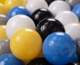 KiddyMoon 300/6Cm ∅ Balles Colorées Plastique Pour Piscine Enfant Bébé Fabriqué En EU, Noir/Blanc/Gris/Bleu/Jaune - noir/blanc/gris/bleu/jaune 5902687424443 5902687424443