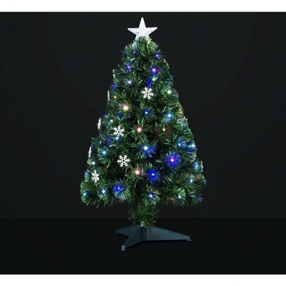 Sapin vert 90 cm lumineux fibre optique Vilnius - Vert - Vert et décors 3560239654490 20268_10290