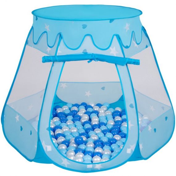 Selonis - Tente 105X90cm/300 Balles Château Avec Les Balles Plastiques Piscine à Balles Pour Enfants, Bleu: Babyblue-Bleu-Perle - bleu: 5902687428045 5902687428045