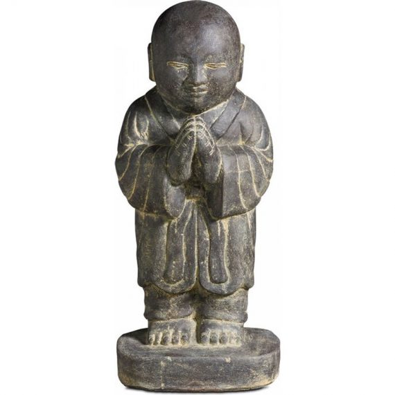 Oviala - Statue de jardin moine debout en pierre naturelle gris - Gris 3663095027603 104925