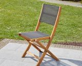 Chaise pliante en bois d'acacia et textilène noi - Noir 3662556001756 3662556001756