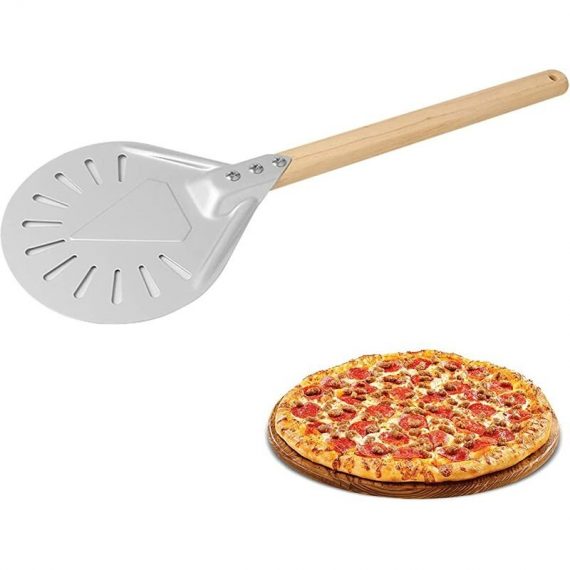 Pelle à pizza perforée,pelle à pizza antiadhésive à manche en bois de 7/8 pouces à pizza Pagaie à pizza en aluminium tournant la peau de four à pizza 5999673019745 TA66-16755_1