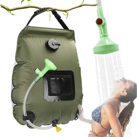 Almi - Sac de douche solaire de camping, portable, sac de douche 5G (20 l) avec tuyau amovible et pommeau de douche commutable on/off pour douche en 5999673173683 AL66-45718_3