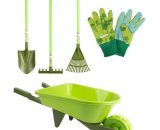 Kit petit jardinier accessoires pour enfant en plastique Grands outils + petits outils + brouette vert - vert 3700866345440 KG212 + KG211 + KG213 + KG215 + KG110