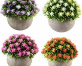 Lot de 4 Petites Plantes Artificielle des Fleurs avec Pot,Intérieur Exterieur pour Déco.(Orange+Rose+Jaune+Violet) 7042421129741 PLANCO6