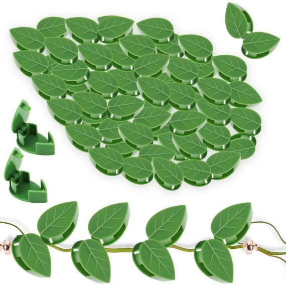 Lot de 60 clips de fixation murale pour plantes grimpantes Crochet auto-adhésif Traction de vigne Support invisible Simulation de feuille verte pour 4502190757918 DM9505L