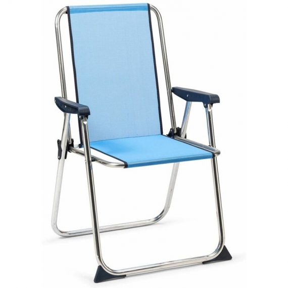 Solenny - Chaise de Plage Pliante avec Dossier Haut Bleu 8434826105267 8434826105267