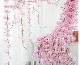 2 pièces, guirlande de fleurs de cerisier artificielles suspendues 6,5 pieds mariage de fleurs en soie, fête, décoration de Thanksgiving (rose) 9108777043495 AMY-DFZ001787