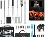 Ustensiles Barbecue Kit Barbecue 25 Pièces Accessoire Barbecue Acier Inoxydable pour Camping Barbecue Cadeau Homme - Aisitin 9331543876083 25PCS