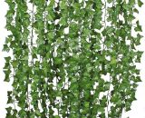 Ensoleillé - 12 feuilles de lierre artificielles 2,2 mètres plante vigne suspendue faux bougainvillier mariage mur vert 5410290118111 YN-098