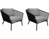 Meubletmoi - Lot de 2 fauteuils de jardin en métal gris et cordage - paradise - Gris anthracite 3700966474293 95187055lot2
