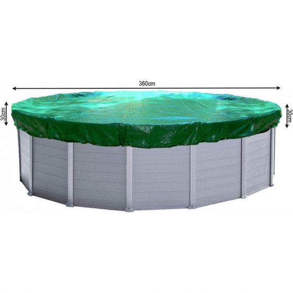 Couverture de piscine d'hiver ronde 180g / m² pour piscine de taille 320 - 366 cm Dimension bâche ø 420 cm Vert 4061869842275 84227F